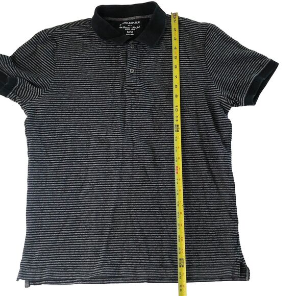 Banana Republic Mens San Francisco New York Label Black Striped Polo Size Medium - Picture 7 of 12
